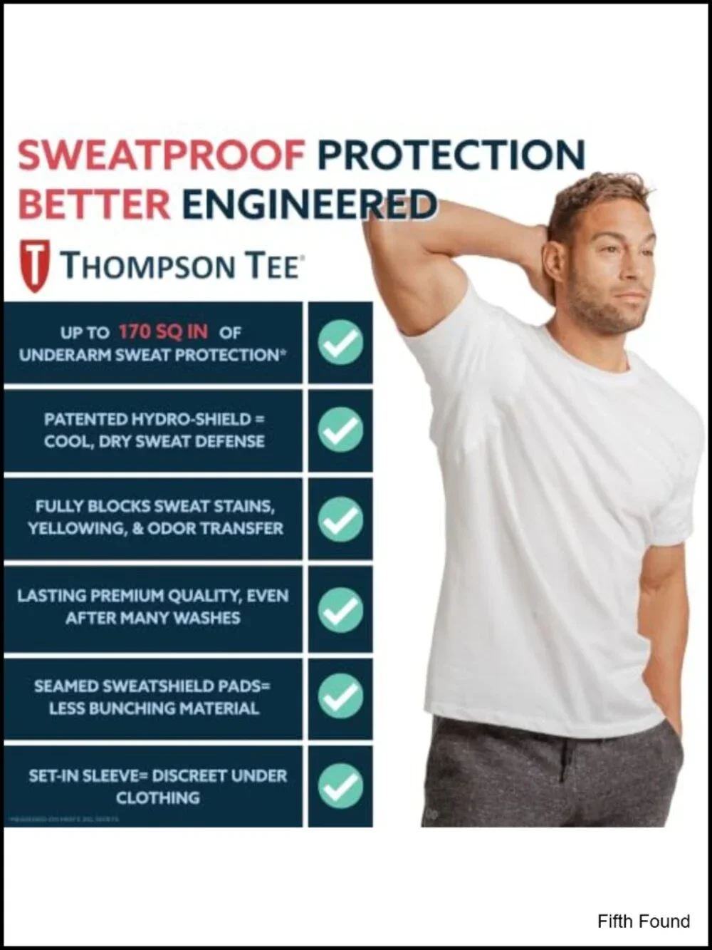 Cotton Sweatproof Undershirt Crew Neck Odor Sweat Blocking Heavy Sweat